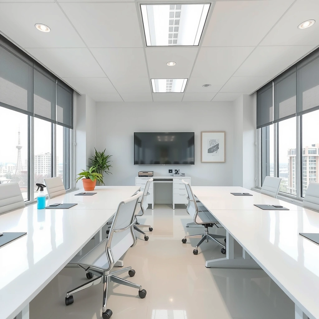 After cleaning - organized office workspace