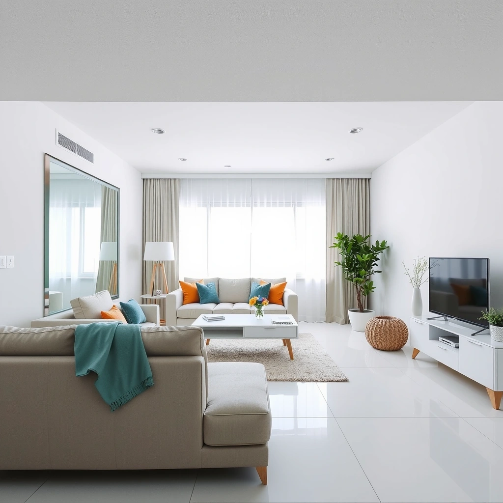 After cleaning - pristine condo living room