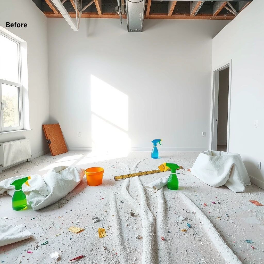 Before cleanup - construction debris